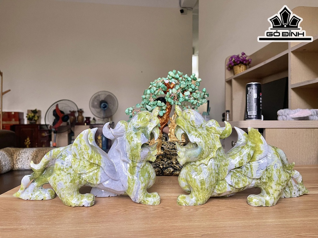 Cặp Tỳ Hưu Đá Serpentine Cao 20 (cm)