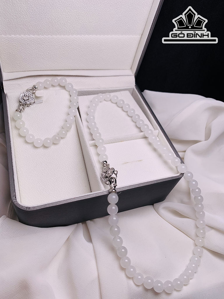 Chuỗi Đá Onyx Trắng Đường Kính Hạt 8,5 (mm) 8,5cts