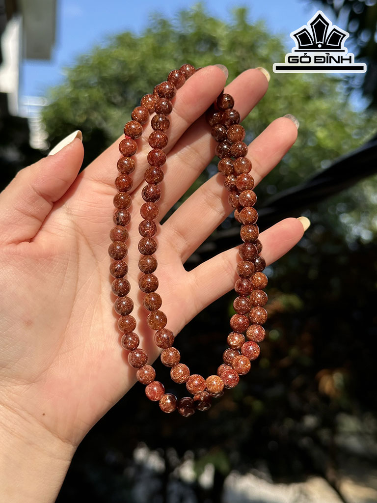 Chuỗi Đá Thạch Anh Tóc Nâu Đường Kính Hạt 7 (mm) 7cts