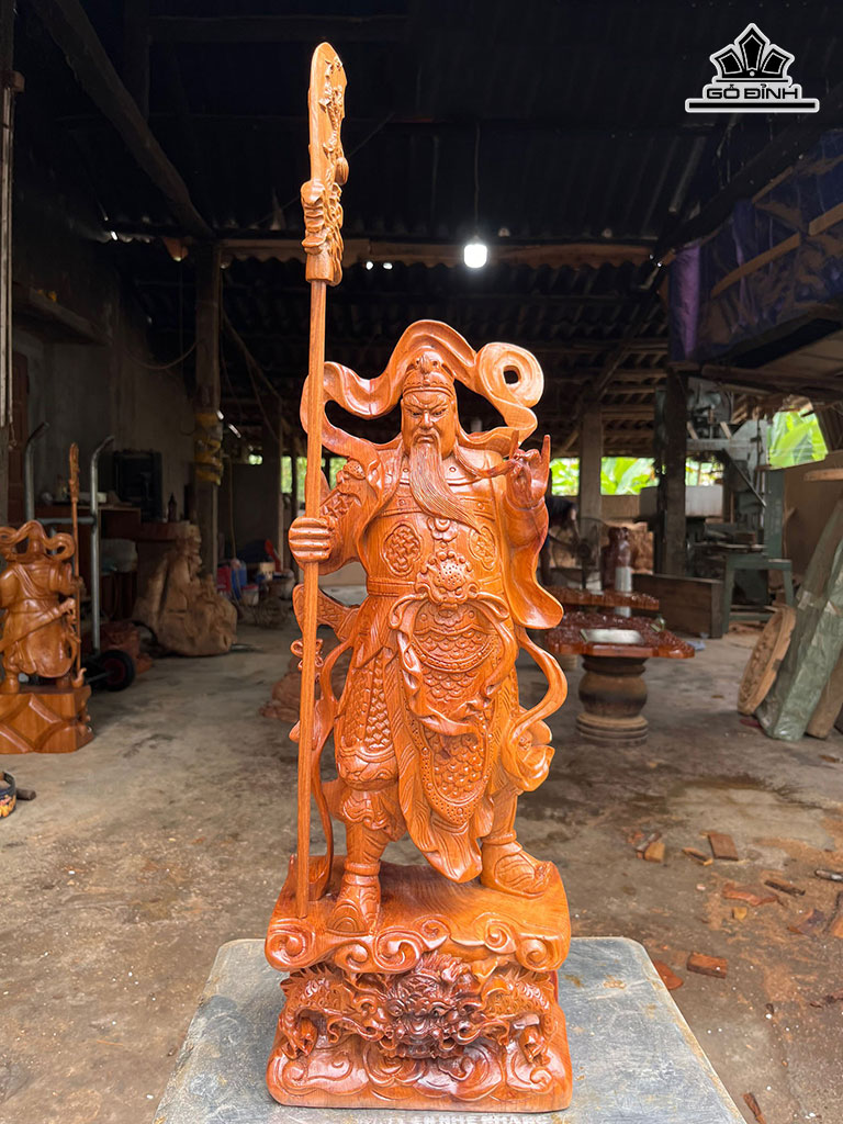 Tượng Quan Công Gỗ Ngọc Am Cao 61 Ngang 23 Sâu 15 (cm)