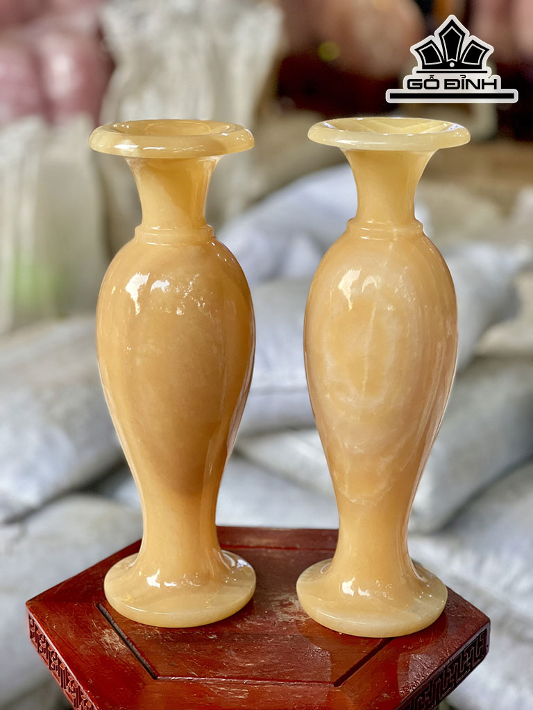 Cặp Lục Bình Đá Ngọc Hoàng Long Cao 30 (cm)