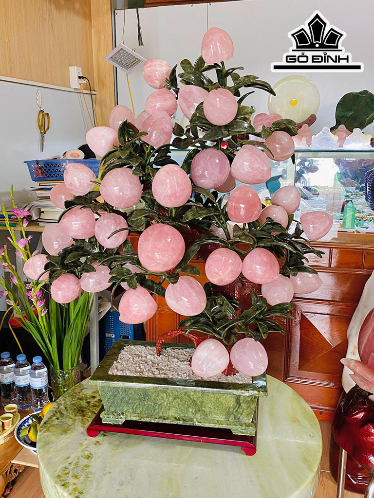 Cây Đào Đá Thạch Anh Hồng Cao 88 Ngang 68 Sâu 38 (cm)