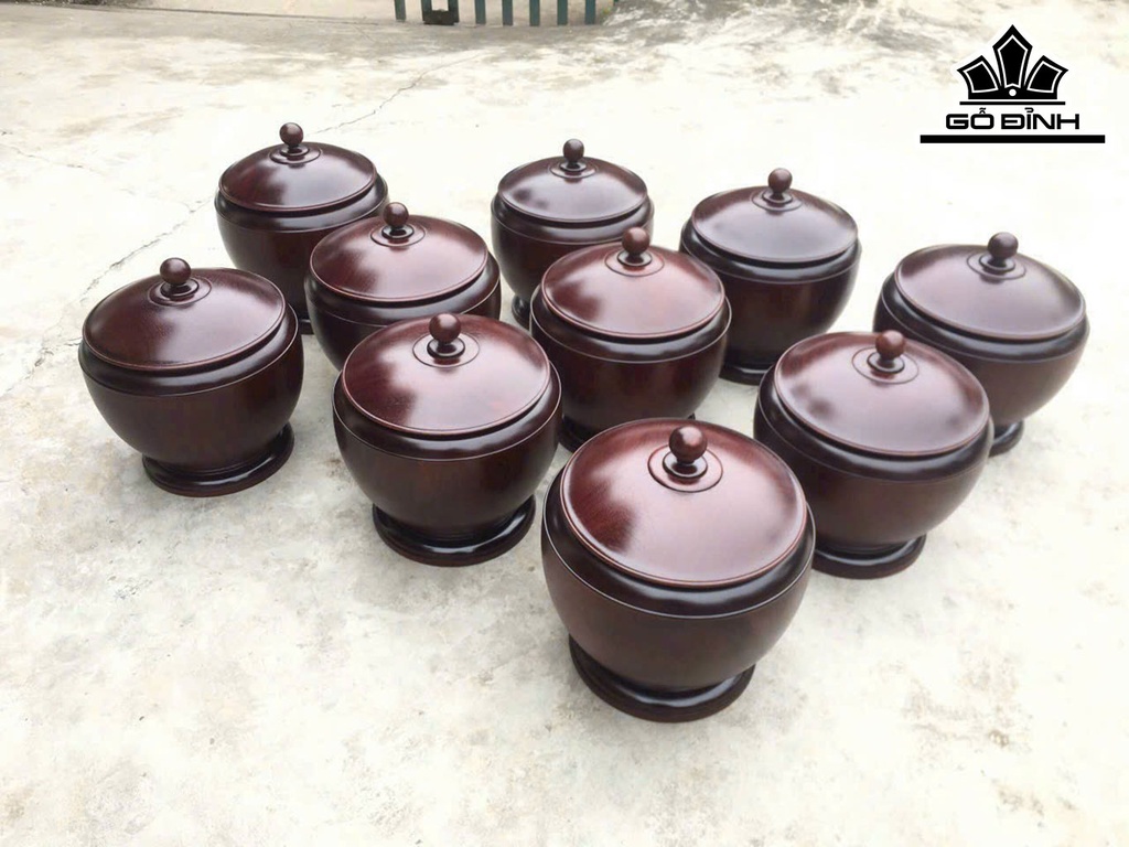 Bình Ủ Trà Gỗ Gõ Cao 30 Đường Kính 28 (cm)