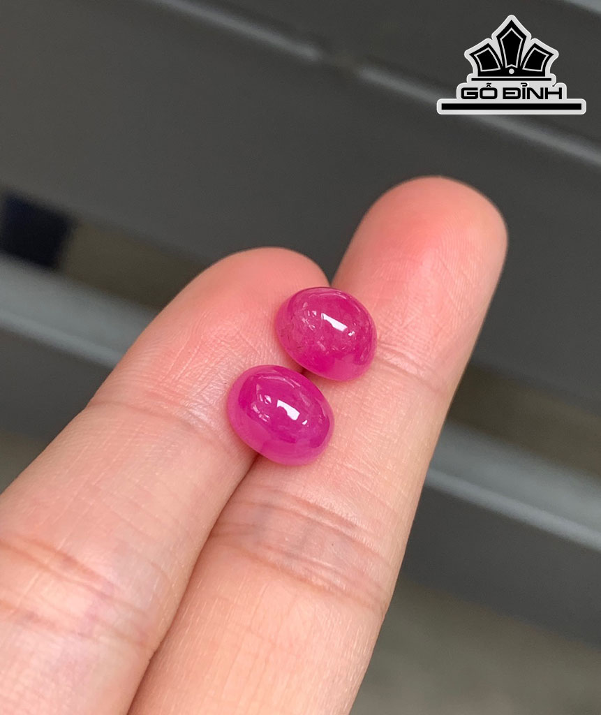 Đôi Bông Tai Đá Ruby Hồng Cao 9 Ngang 7 Sâu 6 (mm) 8,44cts