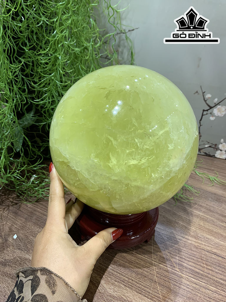 Bi Cầu Đá Thạch Anh Vàng Đường Kính Hạt 16 (cm) 16cts
