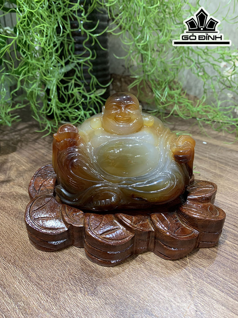 Tác Phẩm Tượng Di Lạc Hoan Hỉ Đá Trầm Tích Cao 10 Ngang 16 Sâu 12 (cm) 1,3kg