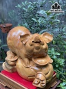 Tượng Heo Gỗ Ngọc Am Cao 31 Ngang 40 Sâu 20 (cm)