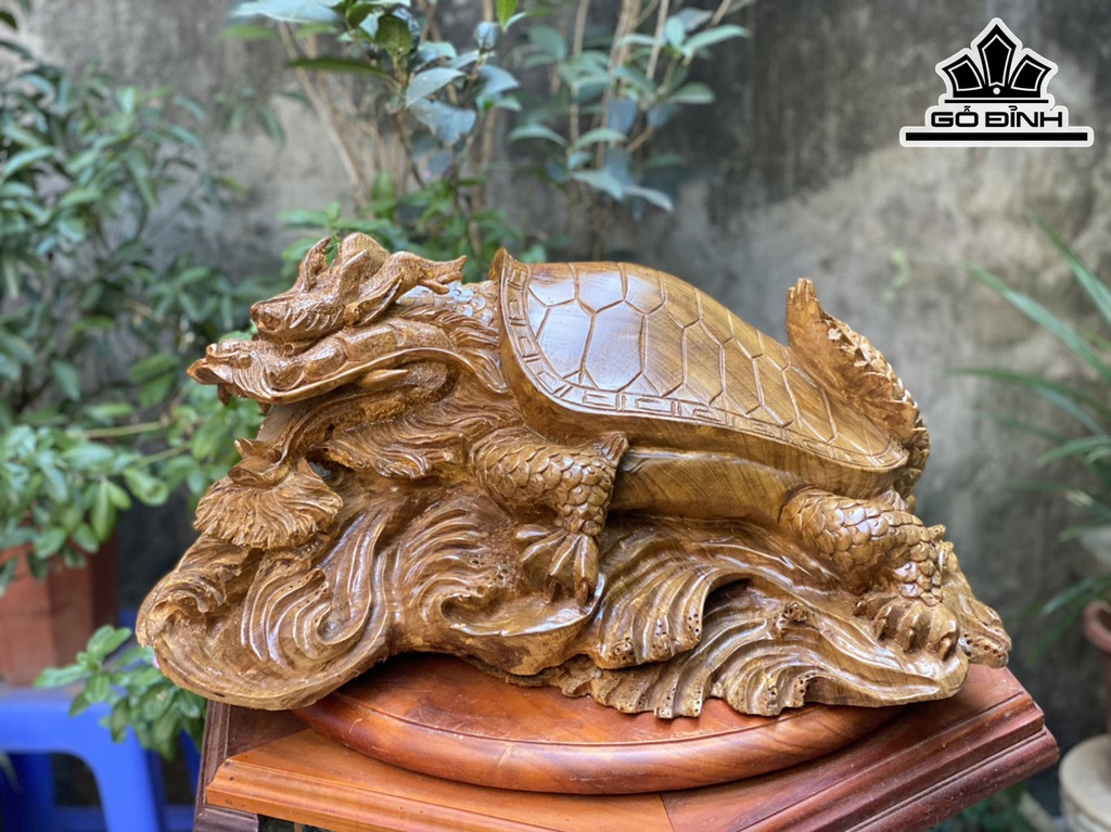 Tượng Long Quy Gỗ Xá Xị Cao 26 Ngang 58 Sâu 42 (cm)