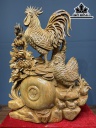 Tượng Gia Đình Gà Gỗ Ngọc Am Cao 88 Ngang 65 Sâu 28 (cm)