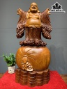 Tượng Phật Di Lặc Nghênh Hỷ Gỗ Ngọc Am Cao 86 Ngang 40 Sâu 18 (cm)
