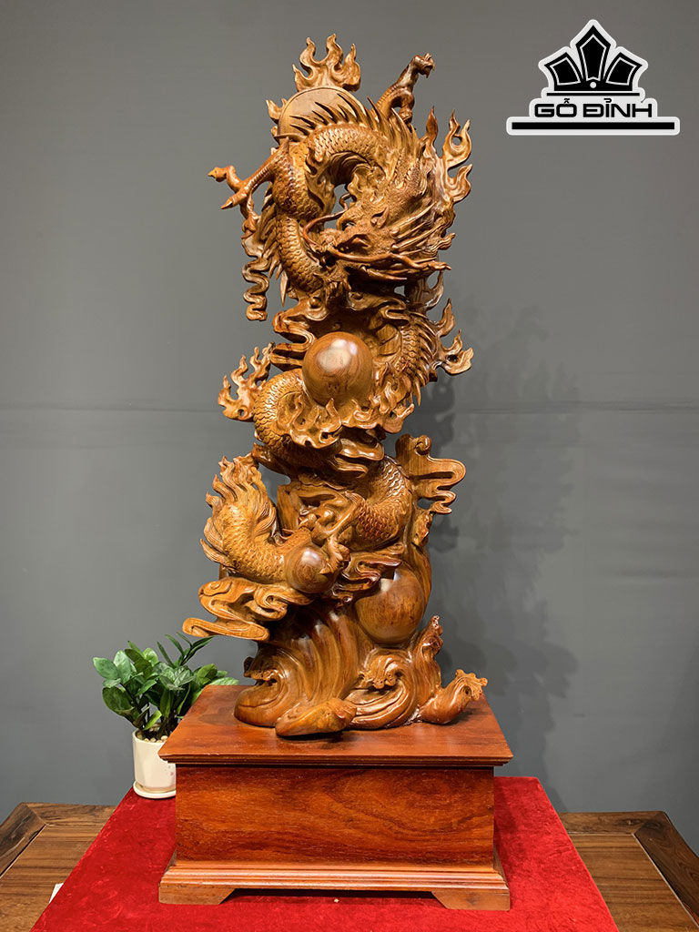 Tượng Rồng ( Nhất Long) Gỗ Hương Cao 126 Ngang 46 Sâu 29 (cm)