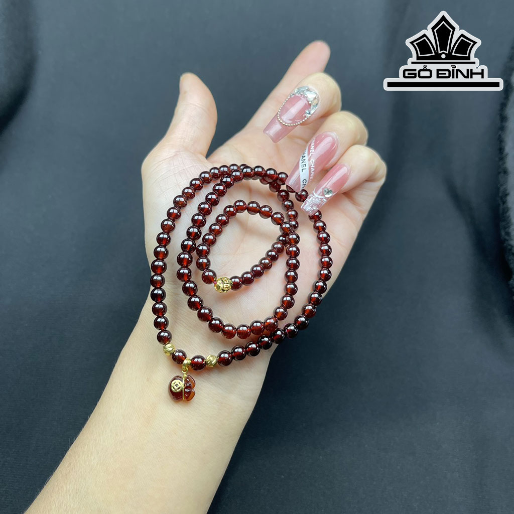 Chuỗi Đá Garnet Bi Vàng