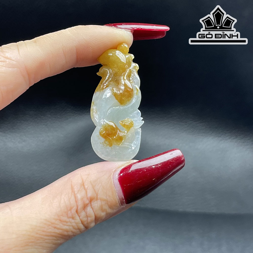 Mặt Dây Chuyền Hồ Ly Đá Cẩm Thạch Cao 4,1 (cm)