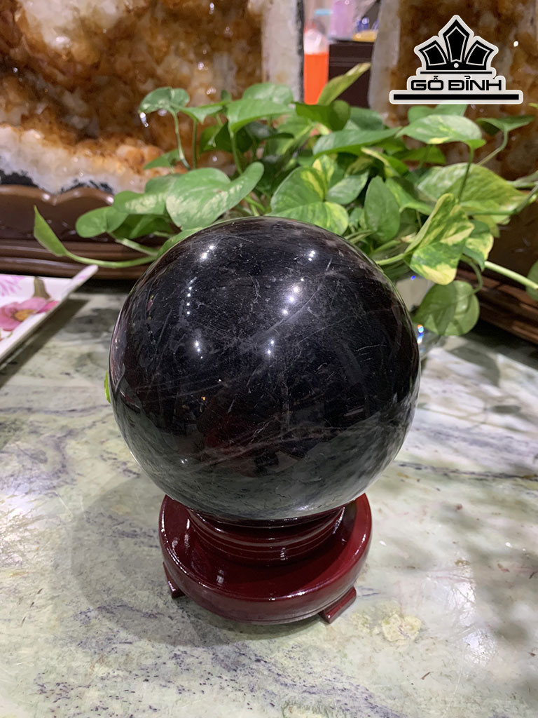 Bi Cầu Đá Thạch Anh Đen Đường Kính Hạt 13,8 (cm) 3,9kg