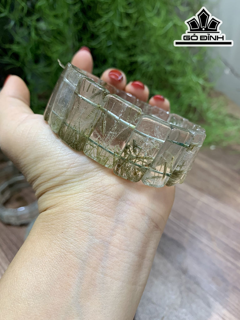 Vòng Tay Thạch Anh Tóc Xanh Đá Trong