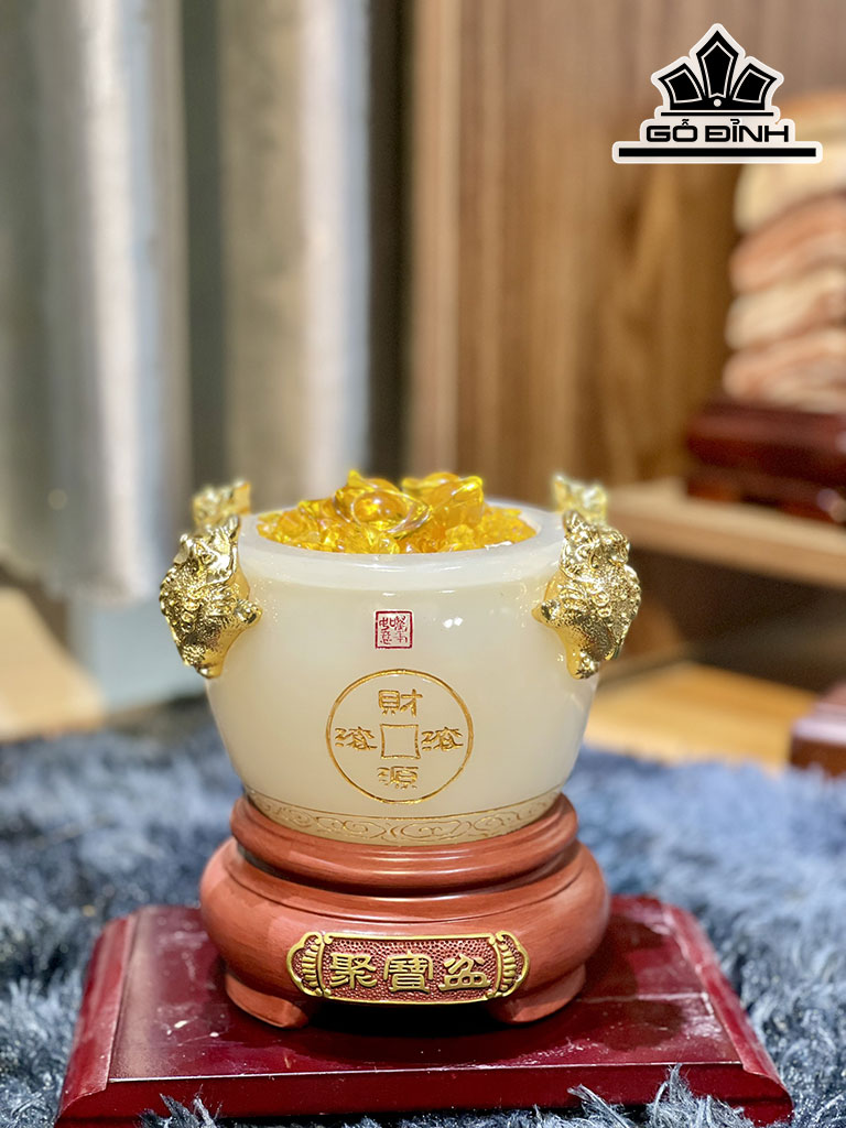 Bát Tụ Bảo Đá Onyx Cao 15 Ngang 10 (cm)