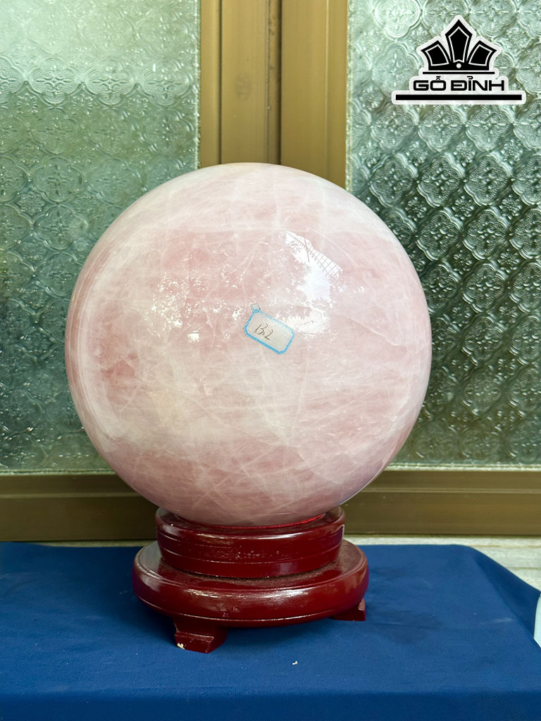 Bi Cầu Đá Thạch Anh Hồng Đường Kính Hạt 22 (cm) 13,21kg
