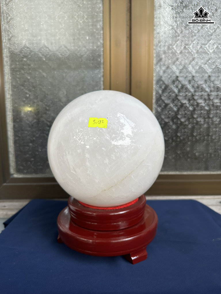 Bi Cầu Đá Thạch Anh Trắng Đường Kính Hạt 16 (cm) 5,92kg