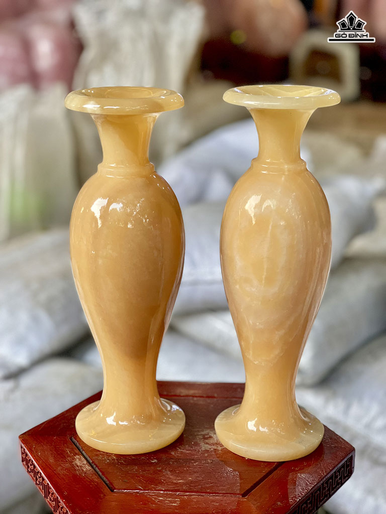 Cặp Lục Bình Đá Ngọc Hoàng Long Cao 30 (cm)