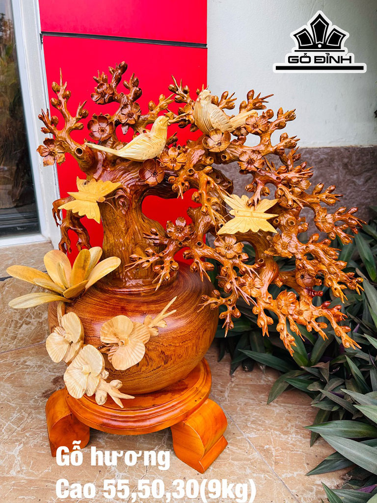 Bình Hoa Gỗ Hương Cao 55 Ngang 50 Sâu 30 (cm)