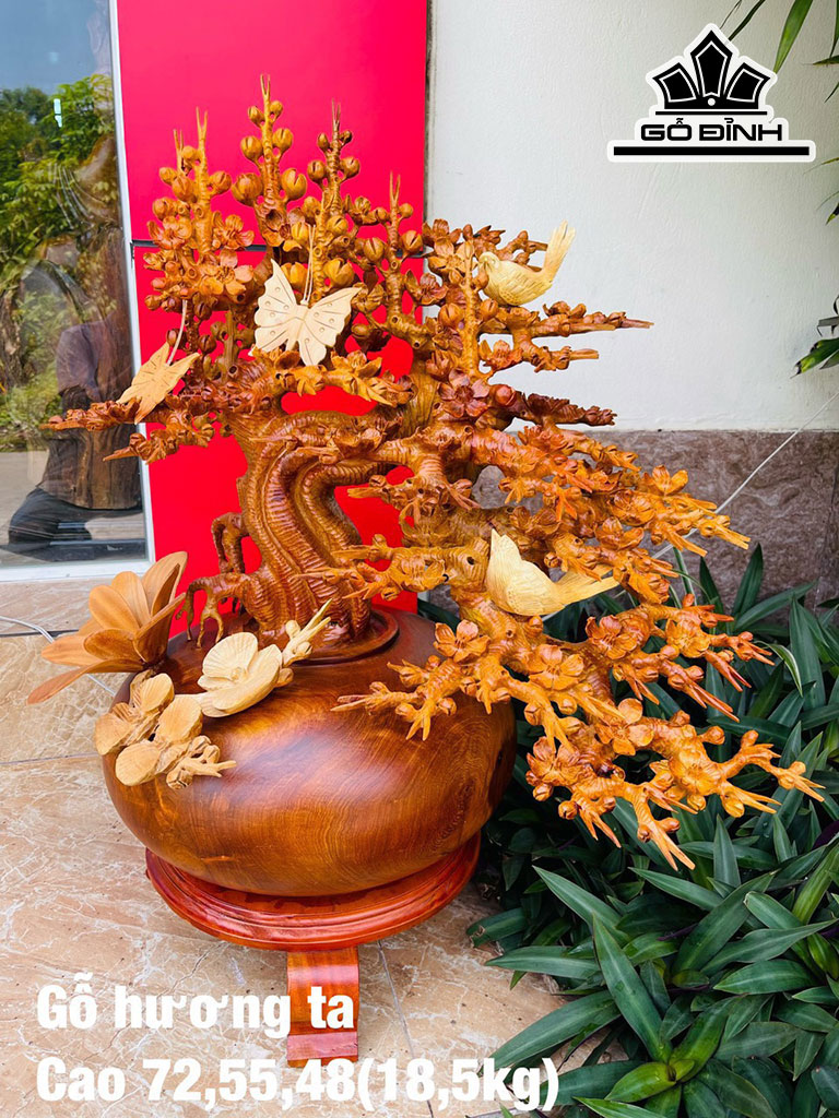 Bình Hoa Gỗ Hương Cao 72 Ngang 55 Sâu 48 (cm)