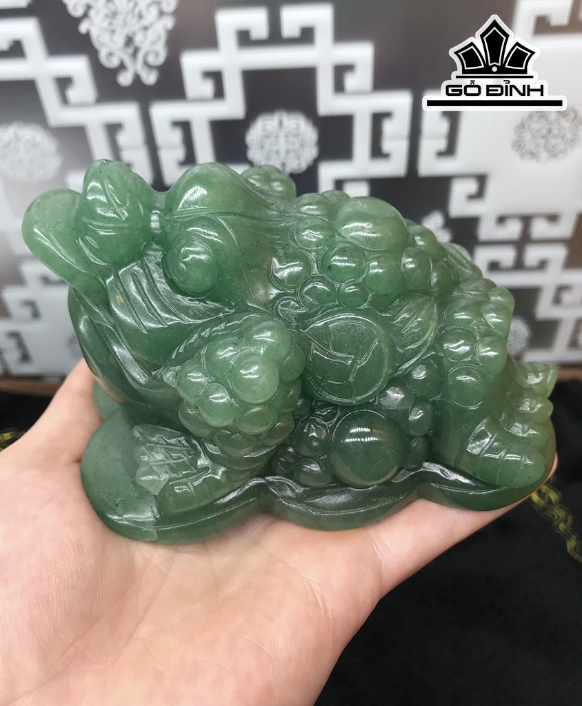 Thiềm Thừ Cóc Tài Bảo Ngọc Đông Linh Aventurine Cao 12 Ngang 9,5 Sâu 8 (cm) 0,85kg
