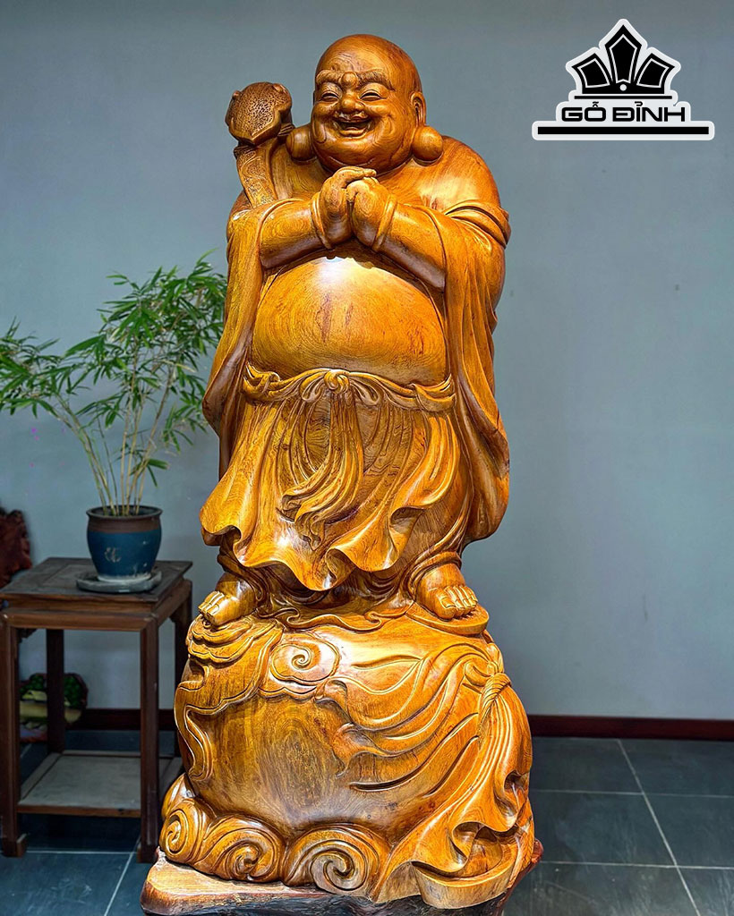 Tượng Phật Di Lặc Chúc Phúc Gỗ Hương Cao 126 Ngang 56 Sâu 40 (cm)