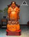 Tượng Thần Tài Gõ Cửa Gỗ Hương Cao 133 Ngang 62 Sâu 28 (cm)