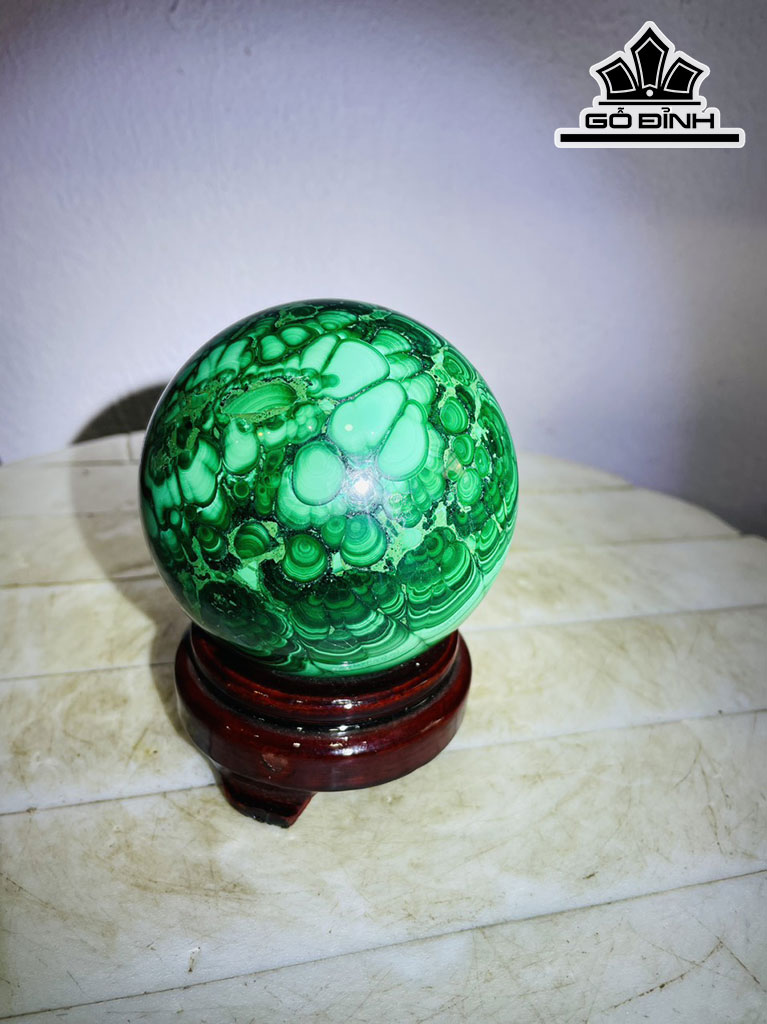 Bi Cầu Đá Malachite Đường Kính 9 (cm) 1,3kg