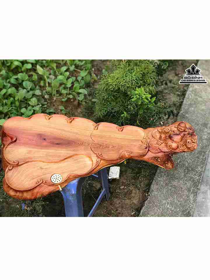Khay Trà Phật Di Lặc Gỗ Hương  Cao 14 Rộng 80 Dày 37 (cm)