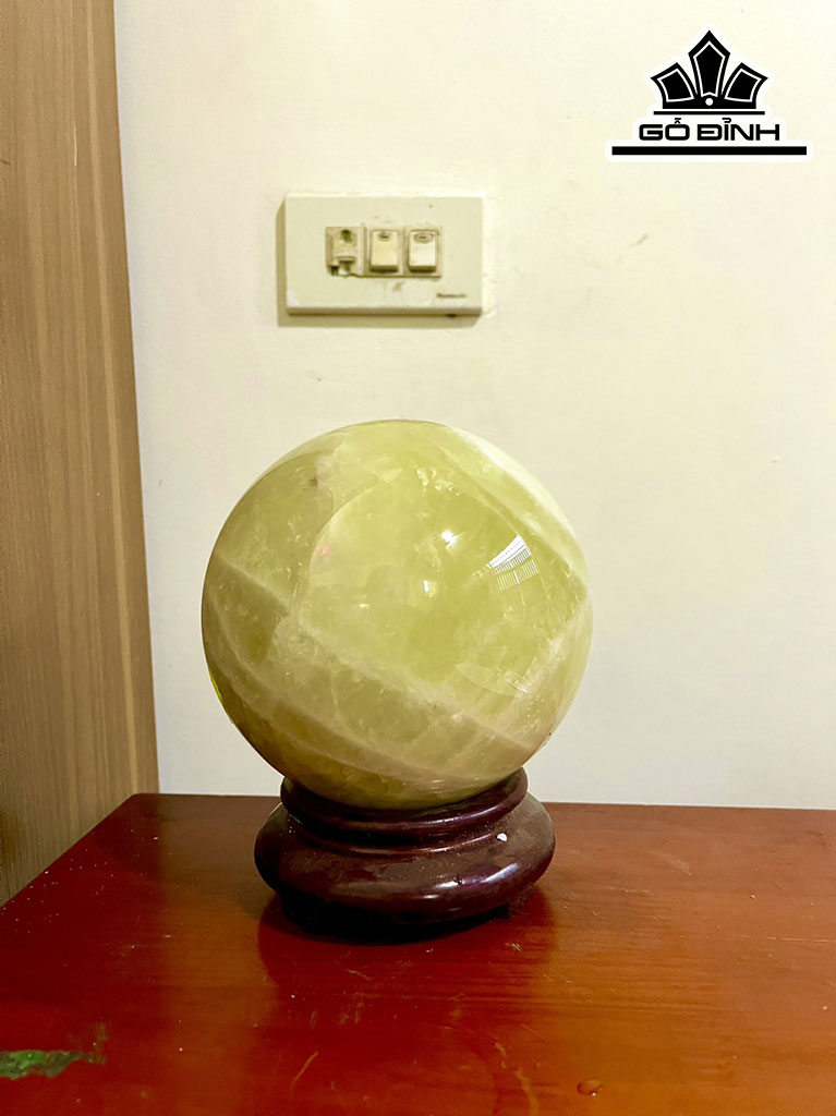 Bi Cầu Đá Thạch Anh Vàng Đường Kính Hạt 14 (cm) 3,3kg