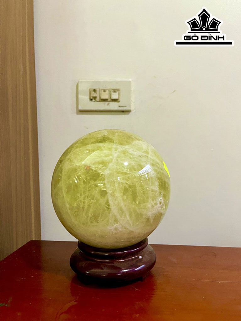 Bi Cầu Đá Thạch Anh Vàng Đường Kính Hạt 16 (cm) 4,15kg