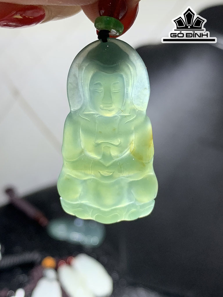 Mặt Dây Chuyền Quan Âm Đá Cẩm Thạch Cao 42,8 Ngang 22,6 Sâu 4,2 (mm) 7gr