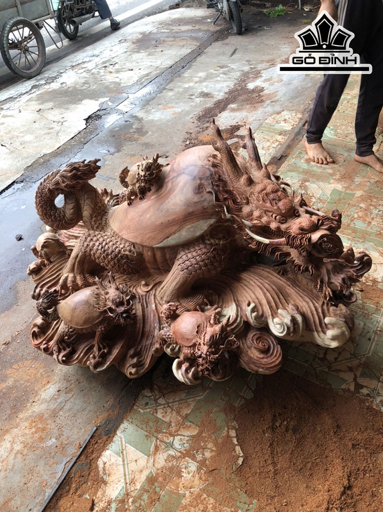 Tượng Long Quy Gỗ Hương Cao 120 Ngang 100 Sâu 70 (cm)