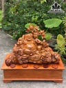 Tượng Phật Di Lặc Tam Phúc Gỗ Hương Cao 52 Ngang 78 Sâu 35 (cm)