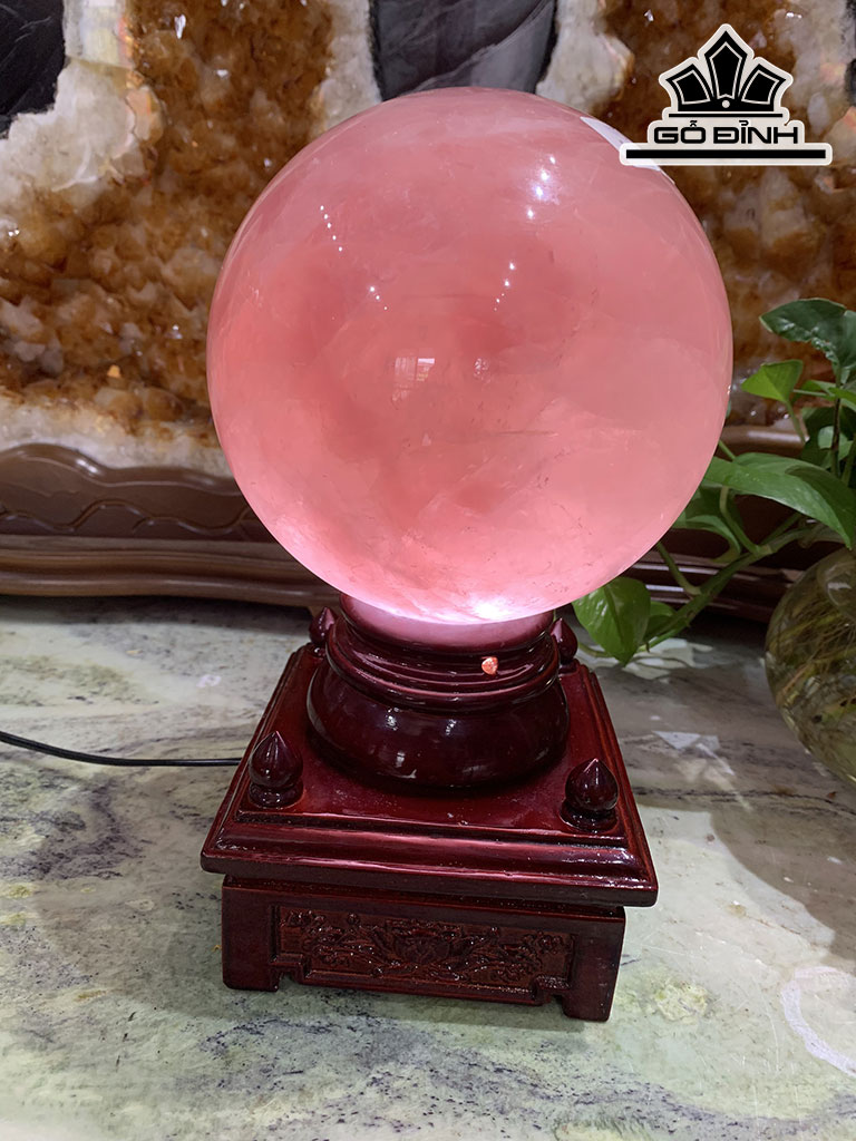 Bi Cầu Đá Thạch Anh Hồng Đường Kính Hạt 16,3 (cm) 6,4kg