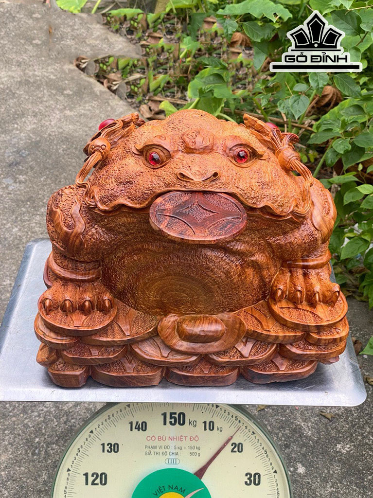 Tượng Thiềm Thừ Gỗ Hương Cao 30 Ngang 36 Sâu 32 (cm)