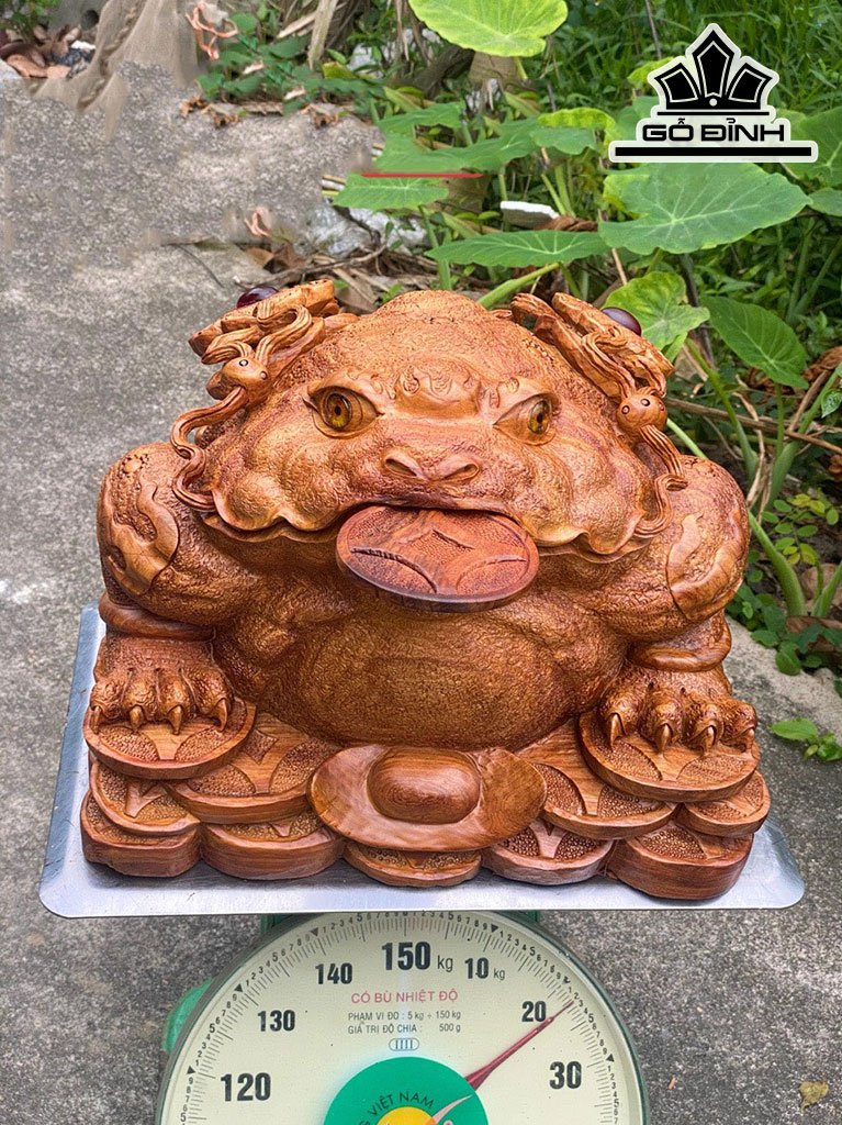 Tượng Thiềm Thừ Gỗ Hương Cao 31 Ngang 40 Sâu 35 (cm)