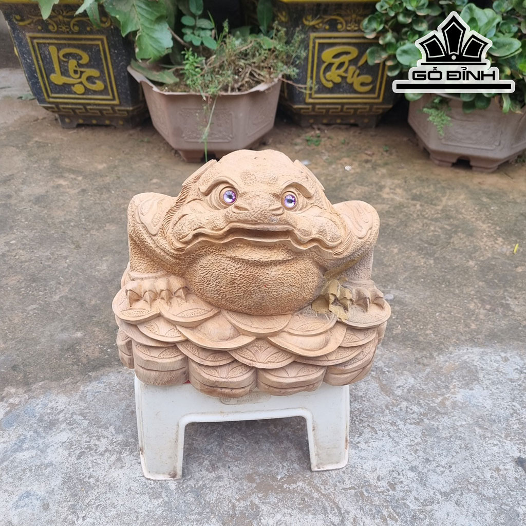 Tượng Thiềm Thừ Gỗ Ngọc Am Cao 23 Ngang 30 Sâu 25 (cm)