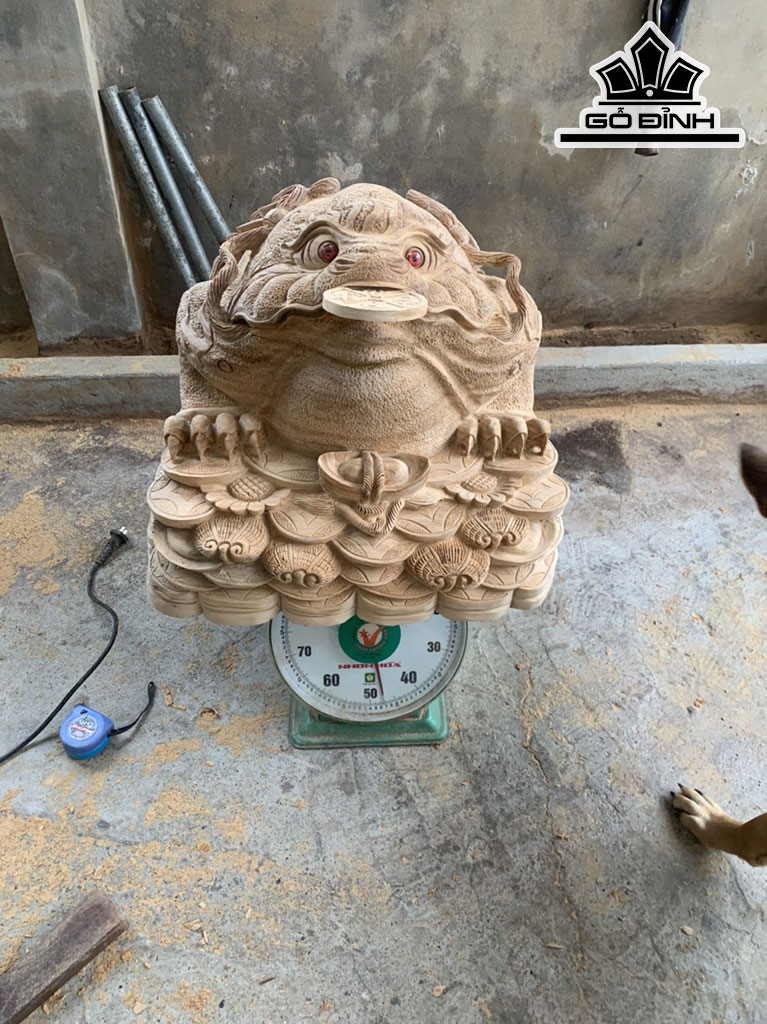 Tượng Thiềm Thừ Gỗ Ngọc Am Cao 42 Ngang 50 Sâu 52 (cm)