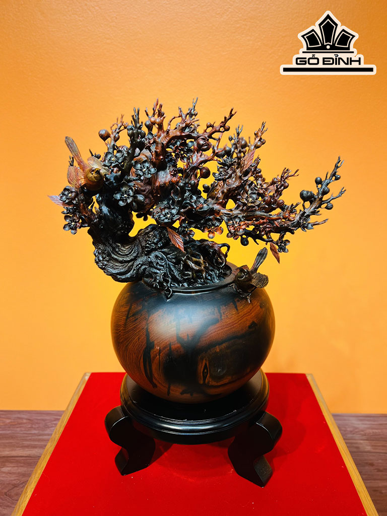 Bình Mai Lan Phú Quý Gỗ Trắc Cao 50 Ngang 40 Sâu 26 (cm)