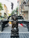 Tượng Quan Công Hổ Phù Gỗ Mun Hoa Cao 80 Ngang 28 Sâu 16 (cm)