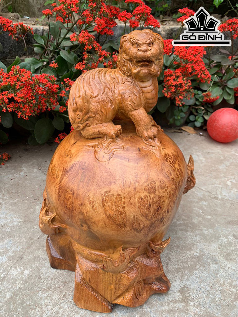 Tượng Nghê Gỗ Nu Hương Cao 50 Ngang 35 Sâu 35 (cm)