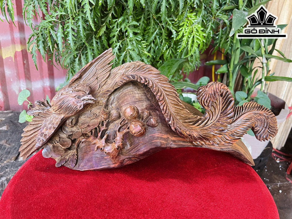 Tượng Chim Phượng Hoàng Gỗ Trắc Cao 15 Ngang 35 Sâu 11 (cm)