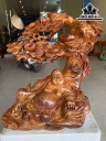 Tượng Phật Di Lặc Ngồi Gốc Tùng Gỗ Hương Cao 57 Ngang 52 Sâu 23 (cm)