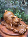 Tượng Heo Gỗ Ngọc Am Cao 25 Ngang 51 Sâu 30 (cm)