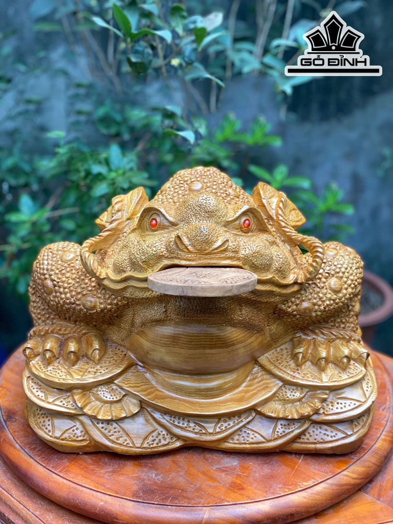 Tượng Thiềm Thừ Gỗ Ngọc Am Cao 27 Ngang 40 Sâu 32 (cm)