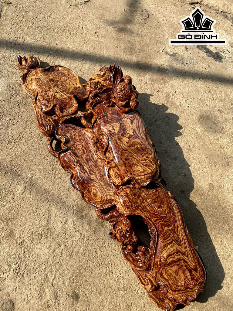 Khay Trà Gỗ Nu Cẩm Ngang 80 Rộng 30 Đầu Nhỏ 17 Cao 14 (cm)