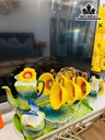 Bộ Ấm Chén Hình Bông Hoa Gốm Tàu