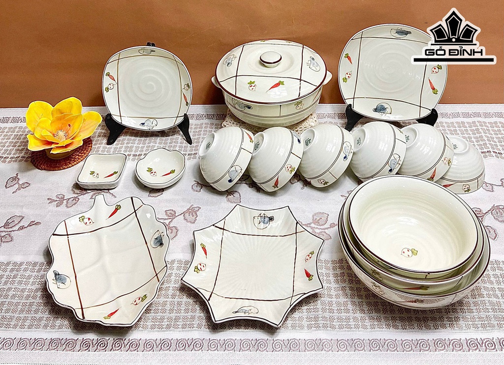 Sét Kẻ Caro Gốm Bát Tràng